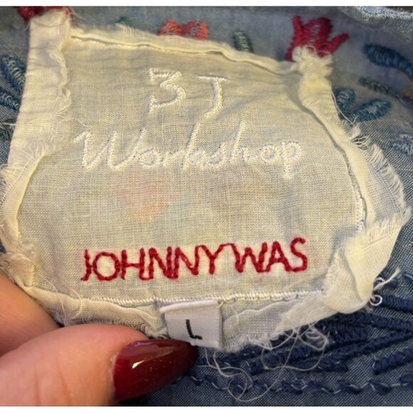 Johnny Was Blue Embroidered Blouse L - Picture 6 of 6